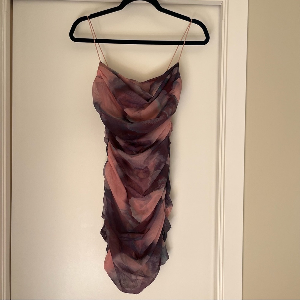 Oh Polly Pink and Purple Draped Mini Dress